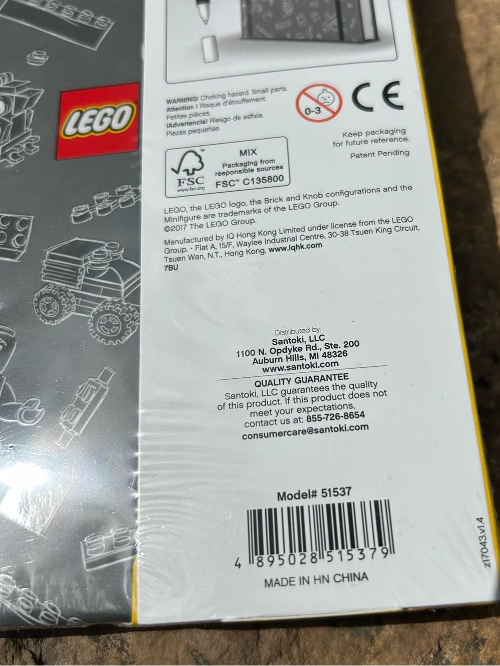 LEGO Gray and White Journal with Black Pen and Flat LEGO Plate New in packaging.